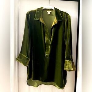 Sundance dark olive green velvet blouse